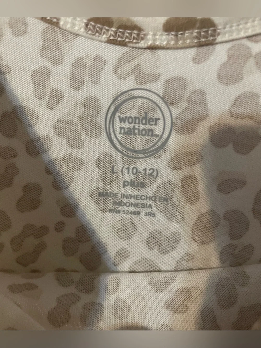 NWT Wonder Nation Girls Plus 10/12 Leopard Print Jumpsuit Jogger One Piece Ivory